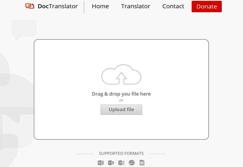 DocTranslator carga los documentos para traducir DocTranslator: utilidad web para traducir documentos y archivos, sin límites de tamaño