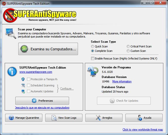 SUPERAntiSpyware SUPERAntiSpyware ahora en versión online para eliminar spyware