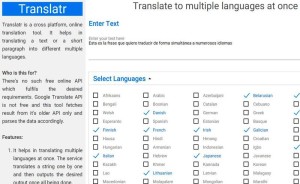 Translatr Translatr Translatr: sitio para traducir un texto simultáneamente a múltiples idiomas