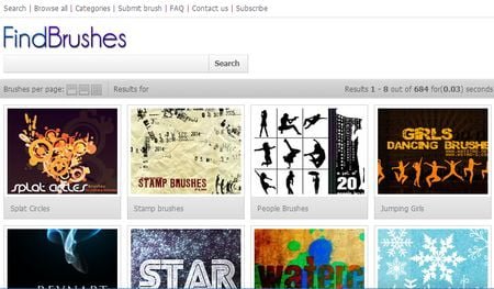 FindBrushes, mas de 13000 brushes (pinceles) gratuitos para Photoshop