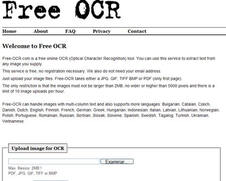 Free OCR, Convierte texto incluido en imagenes a texto editable, online y gratis