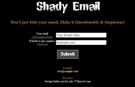 Shady Email, Correo desechable para evitar spam