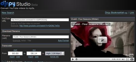 Dirpy, Aplicacion online para extraer el audio de YouTube