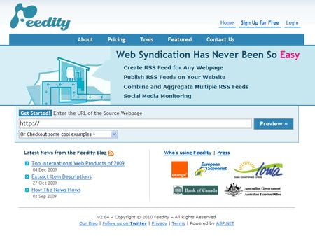 Feedity, Genera Feed RSS para sitios que no lo tienen