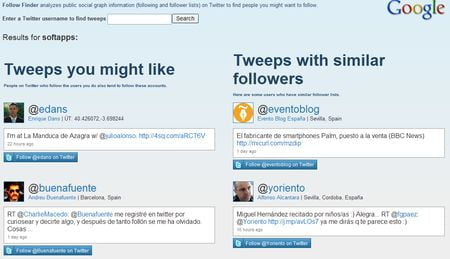 Follow Finder, Herramienta Google para encontrar usuarios de Twitter interesantes