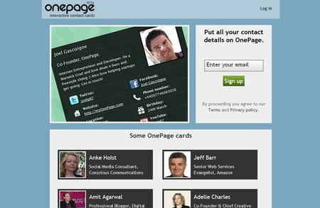 OnePage, Tu tarjeta de contacto en la red