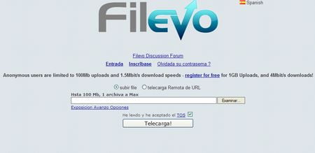 Filevo, Aloja y comparte archivos de hasta 1 GB