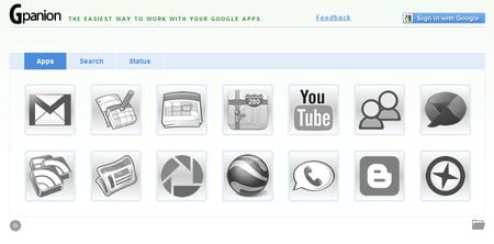 Gpanion, Pagina de inicio con todas las aplicaciones de Google