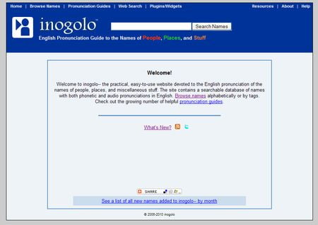 inogolo, Aprende pronunciacion en ingles de nombres, cosas y lugares