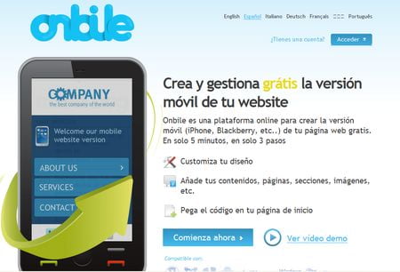 Onbile, Crea la version para moviles de tu web rapido y gratis