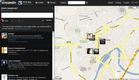 Streamdin, Cliente online para Twitter con geolocalizacion en Google Maps