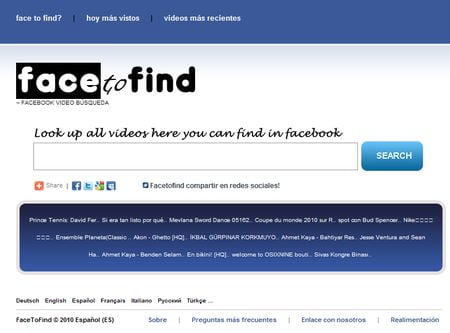Facetofind, Buscador de videos en Facebook con opcion de descarga directa