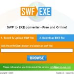 SWF to EXE converter, Aplicacion web gratuita para convertir swf a exe ejecutables