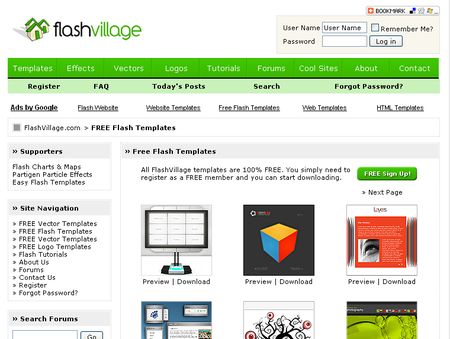 FlashVillage.com: Plantillas, Vectores, Logos y Tutoriales Flash gratuitos