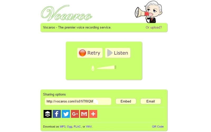 Vocaroo: graba y comparte audio online