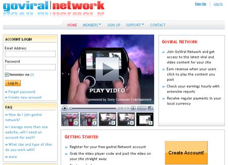 Goviral Network, Gana dinero difundiendo videos virales en tu web