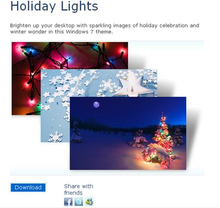 Holiday Lights, Tema navideño para Windows 7