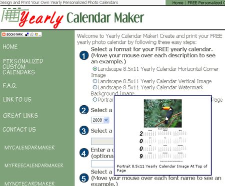 Yearly Calendar Maker, Crea calendarios personalizados para imprimir