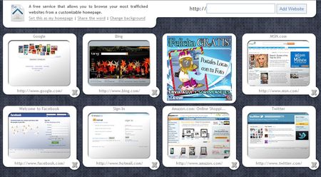 BeMyHomepage, Pagina de inicio con miniaturas de tus sitios favoritos