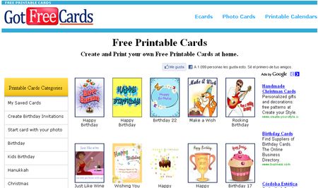 Free Printable Cards, Postales para personalizar e imprimir