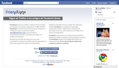 FriendLynx, Sigue en Twitter a tus amigos de Facebook