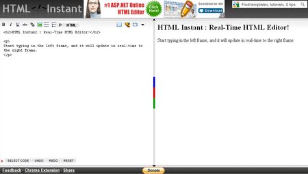 HTML Instant, Editor de HTML online con resultados en tiempo real