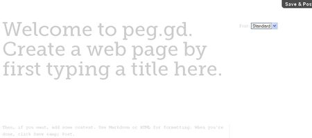 Peg.gd, Crea sencillas paginas de texto para compartir