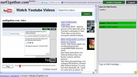surf2gether, Crea salas para ver videos de YouTube junto a tus amigos