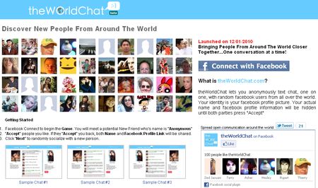 theWorldChat, Un ChatRoulette con usuarios de Facebook