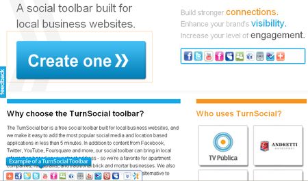TurnSocial, Barra social gratuita para sitios web