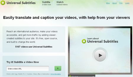 Universal Subtitles, Aplicacion web gratuita para subtitular videos online