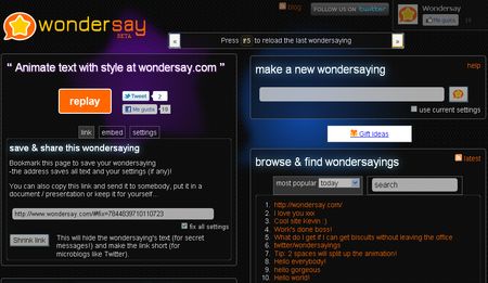 Wondersay, Crea divertidos textos animados para tu web o red social favorita