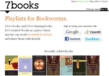 7books, Crea y comparte listas de libros recomendados