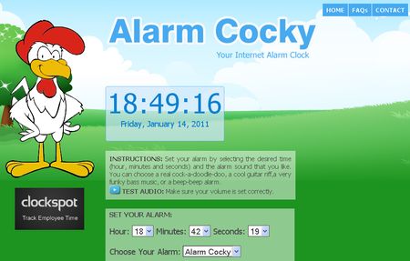 Alarm Cocky, Alarma online con varios sonidos
