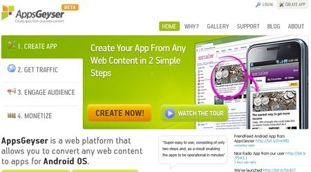 AppsGeyser, Crea aplicaciones para Android a partir de contenido web