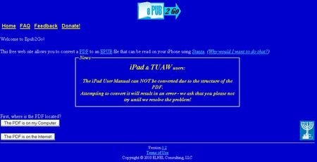 Epub2Go, Convierte online archivos PDF a Epub
