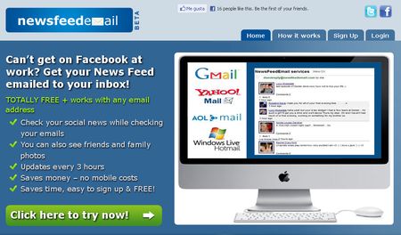 NewsFeedEmail, Tus actualizaciones de Facebook en la bandeja de email