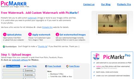 PicMarkr, Herramienta online para señalar tus imagenes con una marca de agua