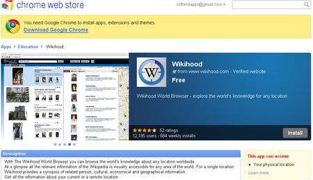 Wikihood, extensión de Chrome para informarse sobre cualquier lugar del mundo