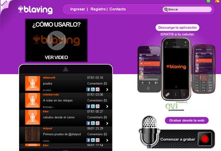 Blaving, Microbloging con mensajes de audio e imagenes