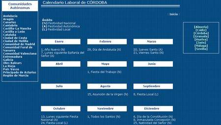 Calendario Fiestas 2011, Calendario español online con todos los festivos por comunidades