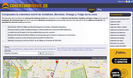 CoberturaMovil, Comprueba la cobertura de tu movil en diferentes ciudades