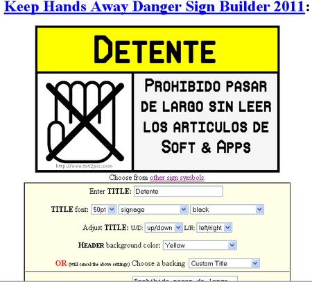 DangerSignGenerator, Aplicacion online para crear carteles de prohibido o peligro