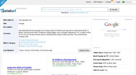 Estimurl, Obten datos detallados de un sitio web y su valor estimado