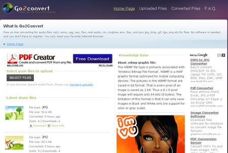Go2convert, Potente conversor online para archivos de audio e imagenes