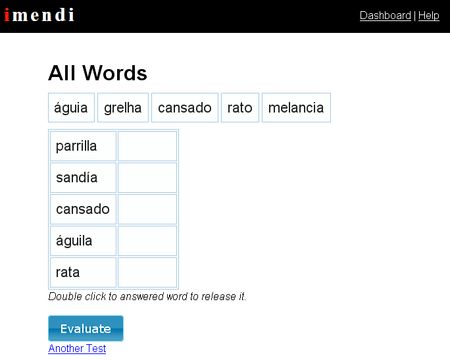 Imendi, Aprende vocablos en diferentes idiomas