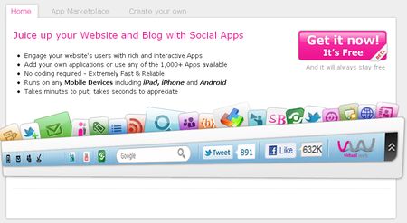 InsiteBar, Barra social para tu web con mas de 1000 aplicaciones disponibles