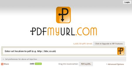 PDFmyURL, Convierte online una pagina web en documento pdf