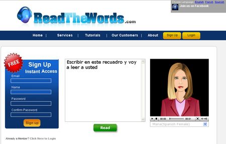 ReadTheWords, Convierte texto a audio gratis y online