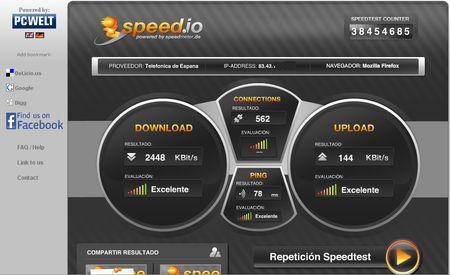 Speed.io, Testea tu velocidad de conexion a internet